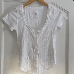 Aerie White Button-Down Women Top